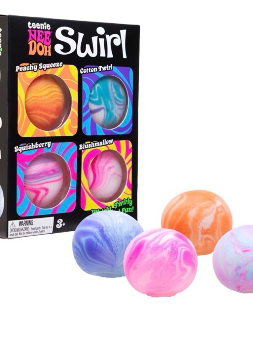 NeeDoh Teenie Swirl 4-pack Mini Squishy Stress Balls NEW